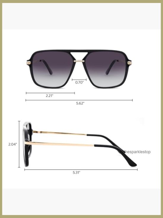 Vintage Square Tinted Lens Aviator Sunglasses Double Bar Metal Frame UV400 main image 4